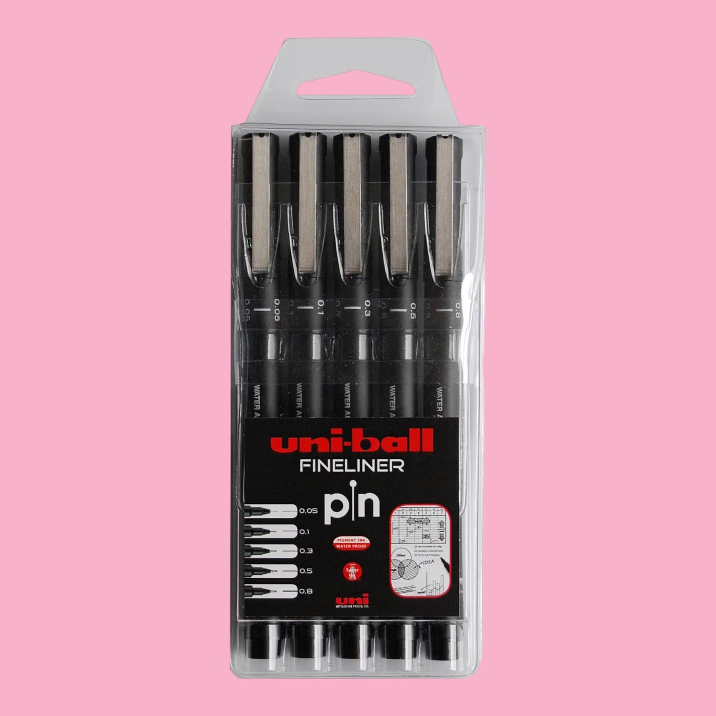 Uni-ball Fineliner pin Set, 8 Stück