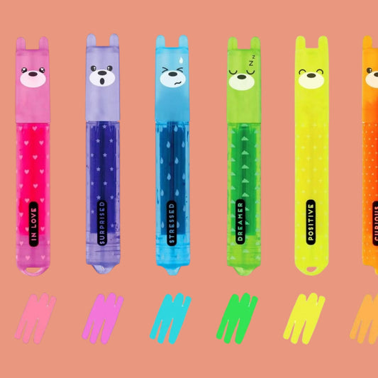 Legami. Mini Textmarker „Teddy’s Mood“ Neon Set, 6 Stk.