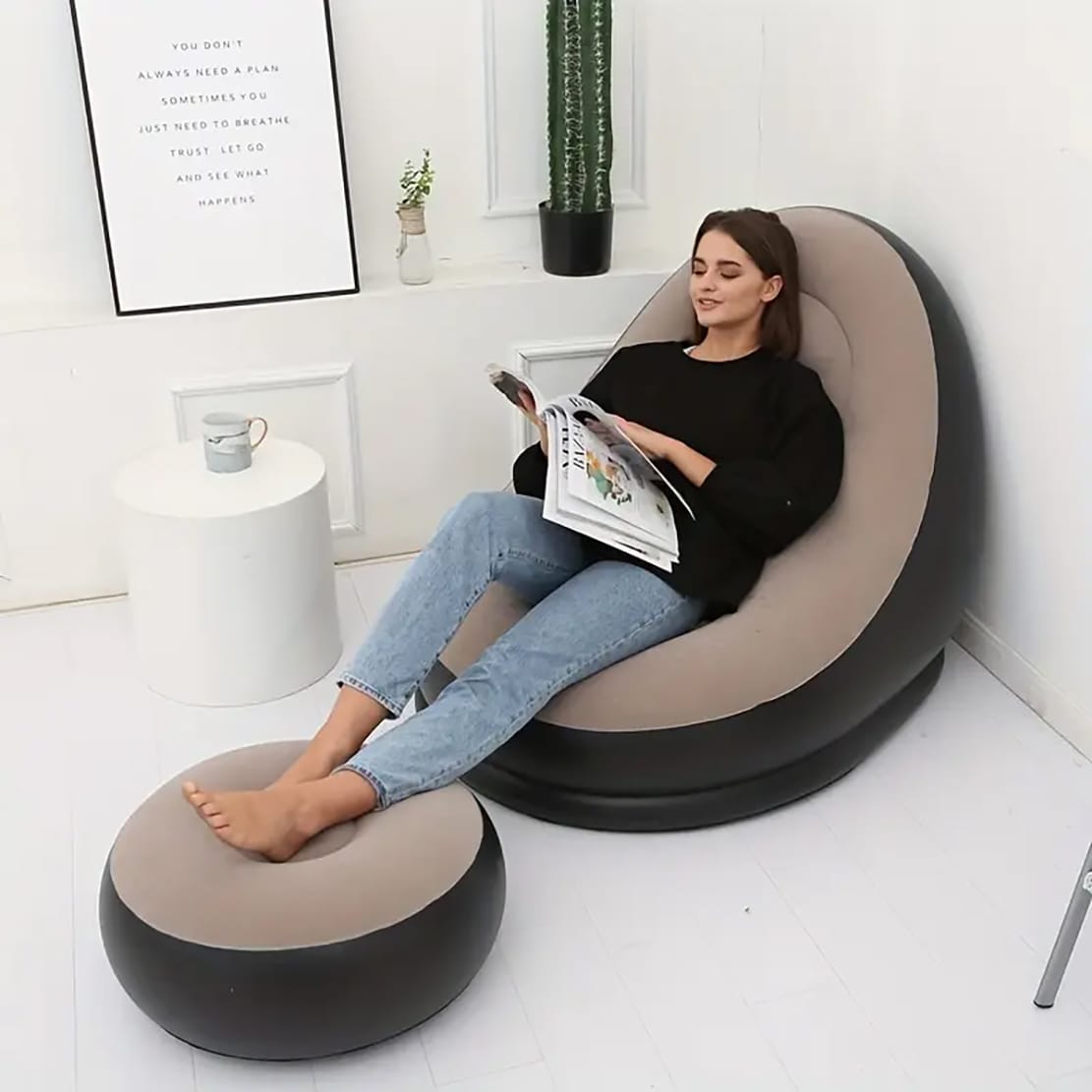 Aufblasbarer Loungesessel – 100 x 105 x 125 cm, mit Pumpe, für Garten & Festival