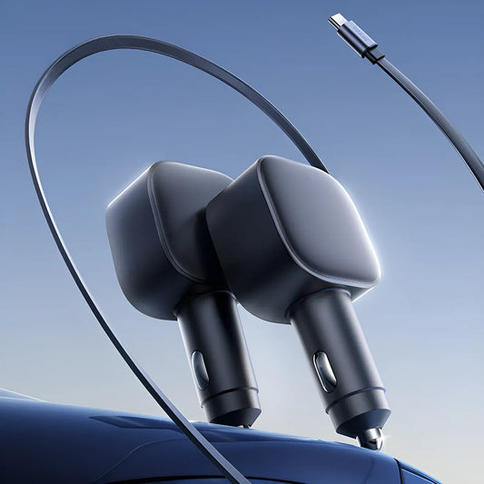 2-in-1 Einziehbarer Car Charger – 105W, USB-A & USB-C, 70 cm Kabel