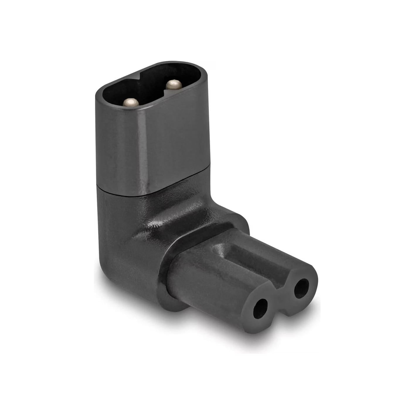 Adapterstecker C7 auf C8 – frontal gewinkelt, 90°, 2,5A, IEC 60320