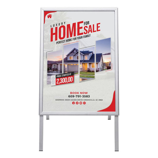 Kundenstopper Alu Classic Wasserfest, DIN A1, Silber, Outdoor