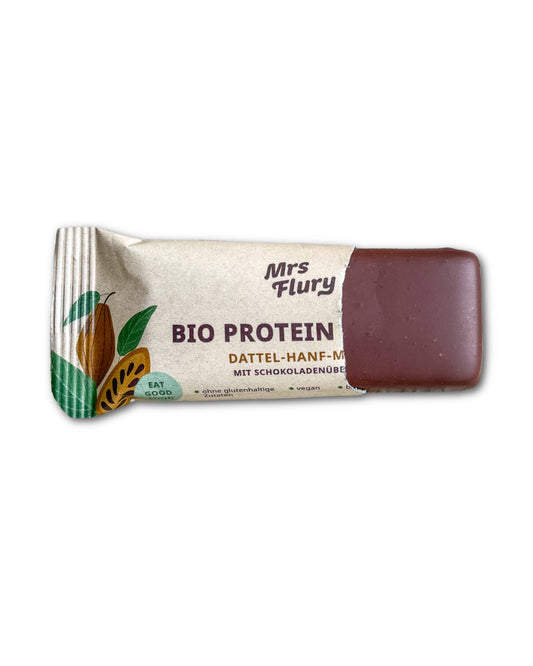 Bio Protein Riegel Hanf-Maca 14% Protein mit Schokoladenüberzug