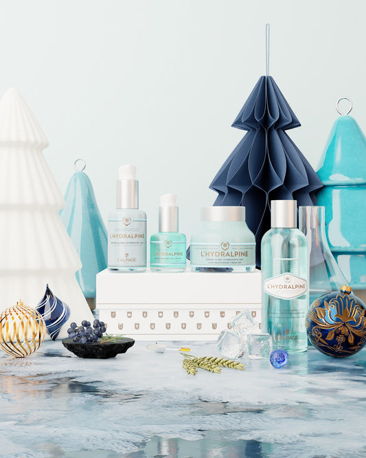 Set ou Coffret Cadeau Crème Visage Hydratante 24h + Sérum Visage Hydratante 24h + Serum Regard Anti-Poche + Eau Tonifiante Démaquillante L'HYDRALPINE