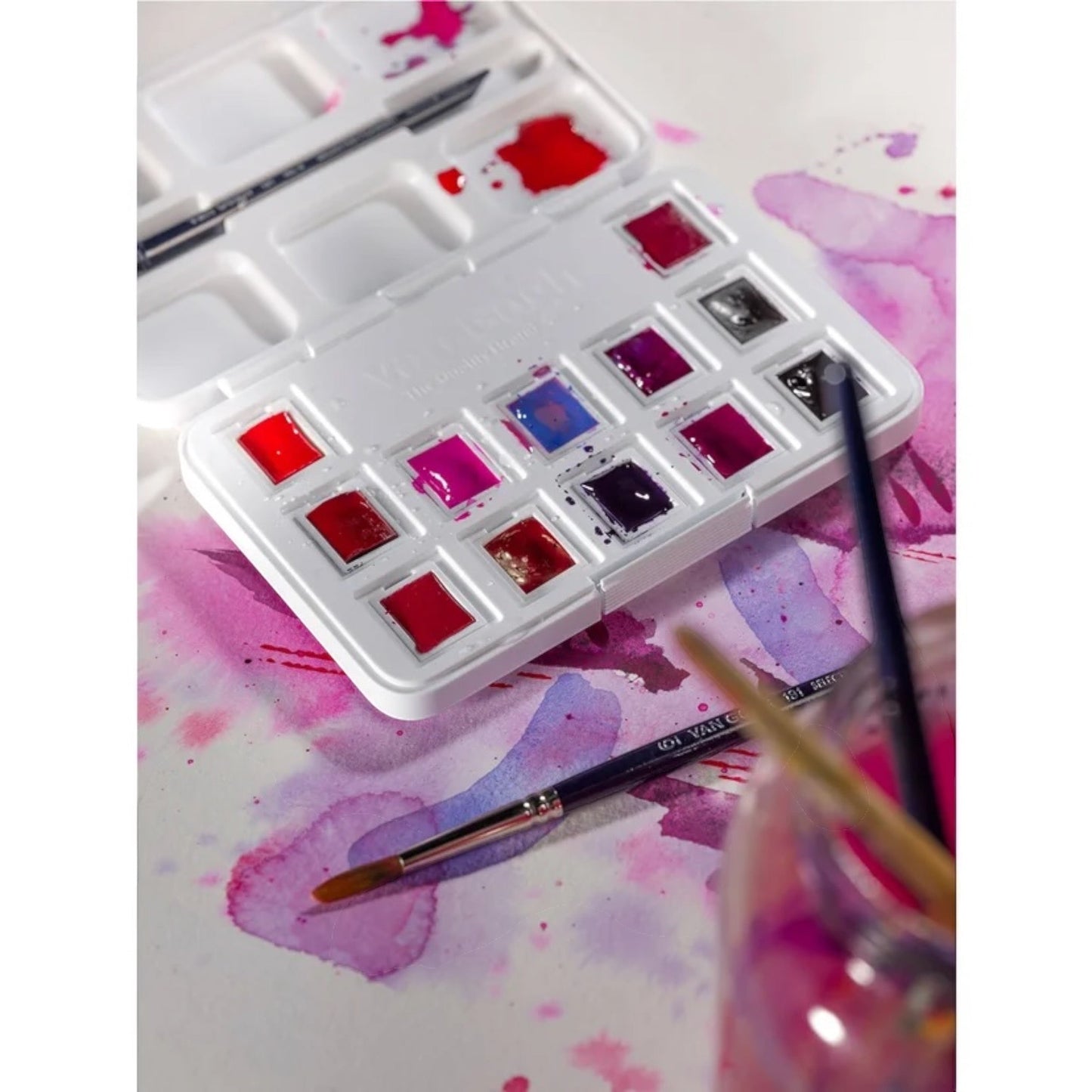 Van Gogh Aquarell Pocket Box Violets 12er- Näpfchen, Pinsel