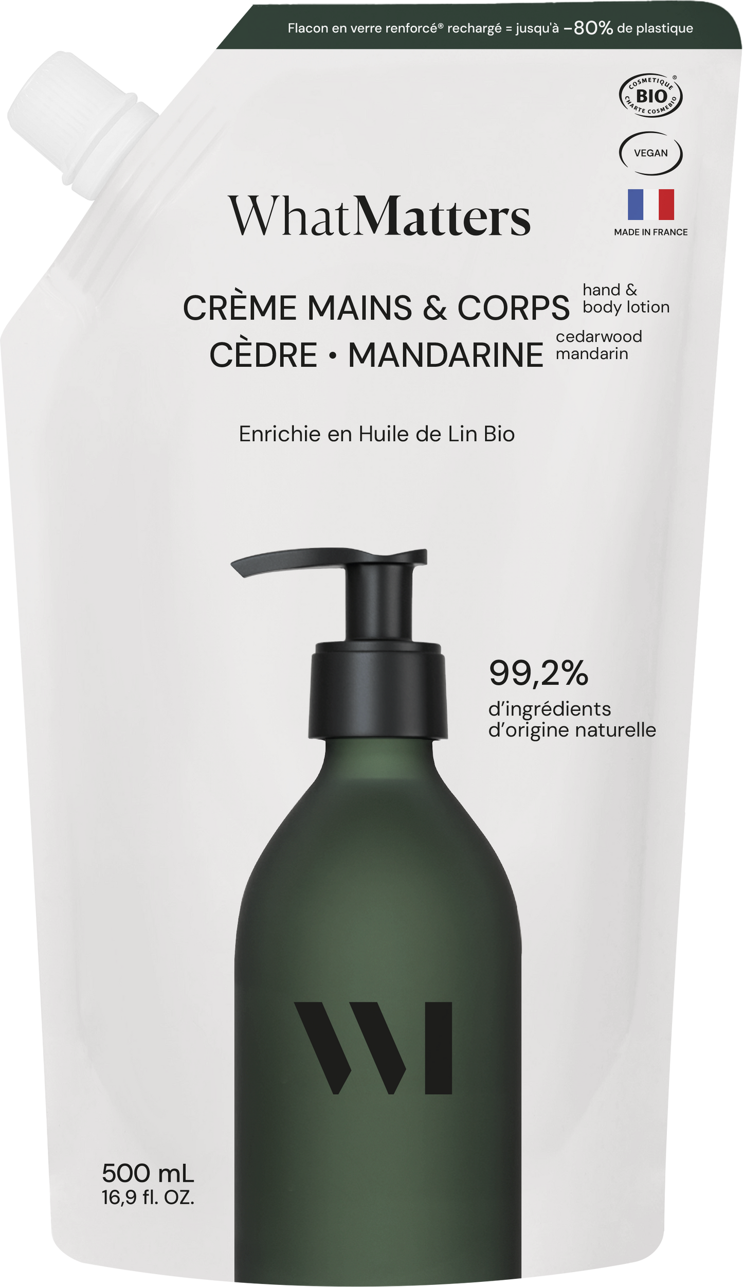 Eco-recharge Crème Mains & Corps Cèdre - Mandarine 500mL