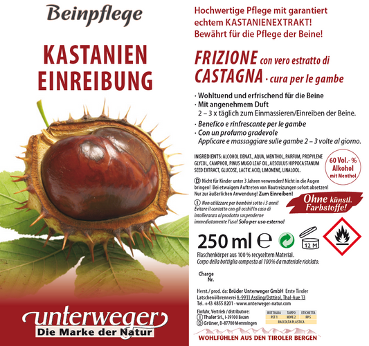 Kastanien Beinlotion Unterweger – erfrischende, vegane Einreibung