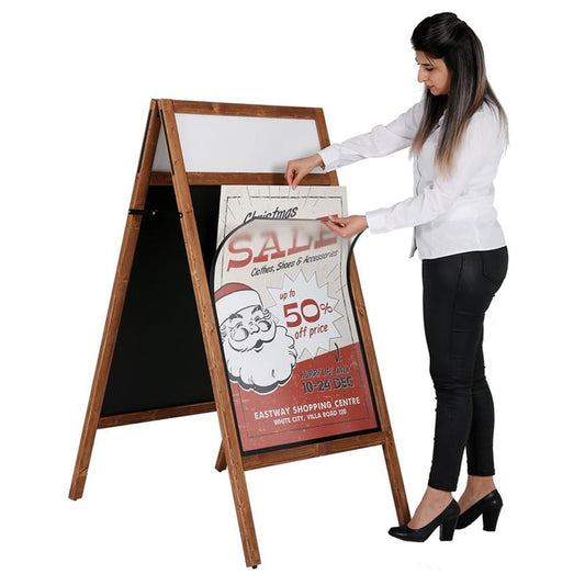 Holz Kundenstopper DIN A1, mit Topschild, Outdoor