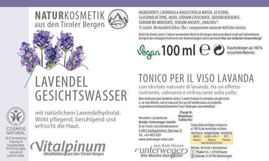 Bio Lavendel Gesichtswasser Unterweger – Naturkosmetik zur Erfrischung & Entspannung empfindlicher Haut