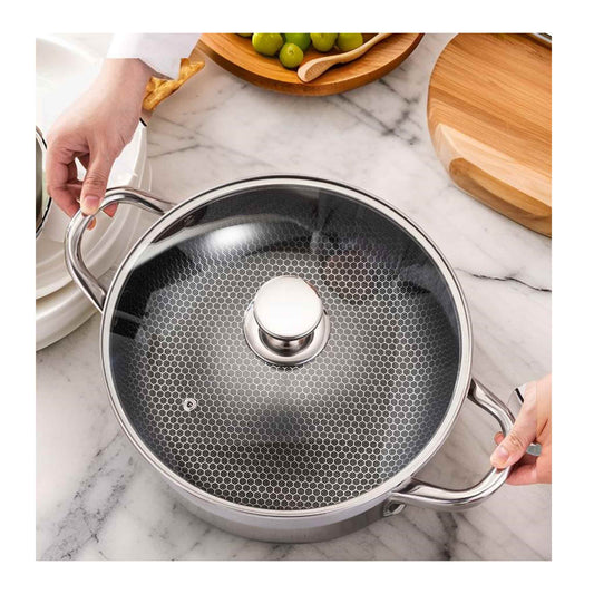 PNC32 Cheffinger Dutch Oven mit Deckel – 32 cm – Edelstahl – Wabenstruktur – Induktion