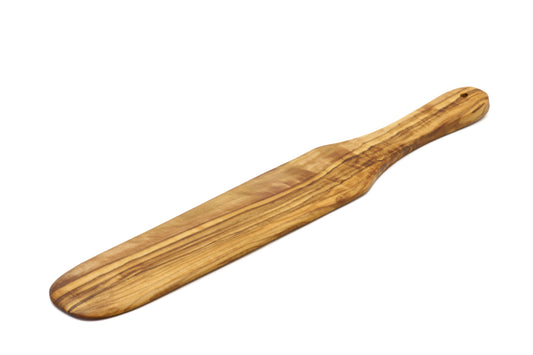 Olive wood crêpe/pancake flipper, long plain spatula