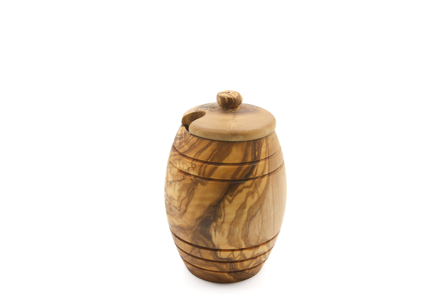 Olive wood honey jar with lid and stick