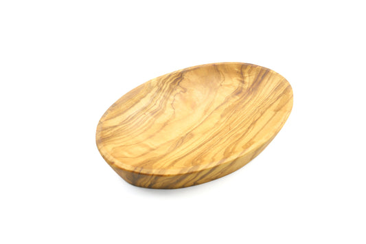 Oval bowl with olive picker set handmade of olive wood