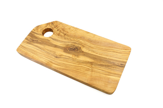Beveled rectangular olive wood chopping board