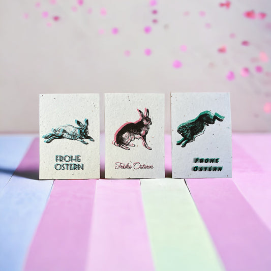 KARTENSET AUS SAMENPAPIER - Frohe Ostern