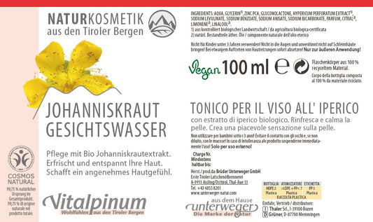 Gesichtswasser mit Teebaumöl & Johanniskraut von Unterweger