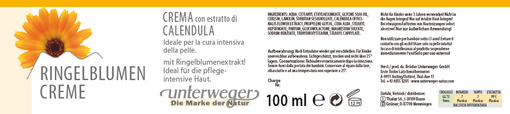 Ringelblume Creme Unterweger – zertifizierte Naturkosmetik