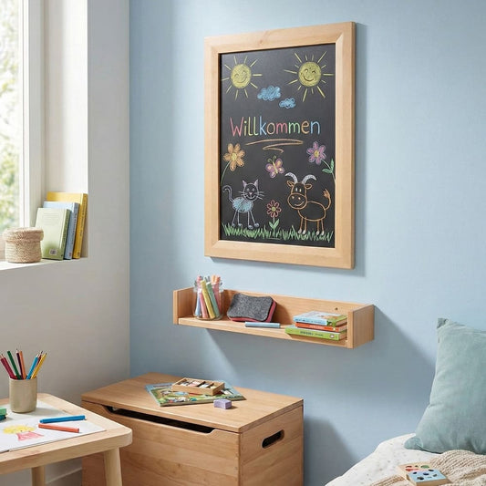 Wandkreidetafel 26 × 35 cm, magnetisch, Holzrahmen Buche – B-Ware / Abverkauf