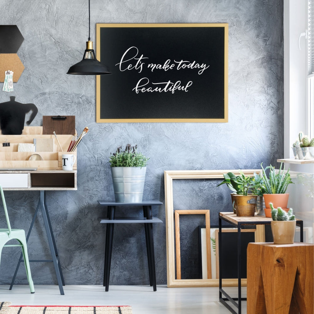 Securit® Wandkreidetafel Budget – Holzrahmen Hellbraun, 60x80cm