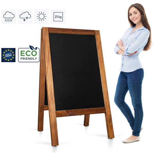 Massiver Holz Kundenstopper 118x65cm, Dunkelbraun, Outdoor