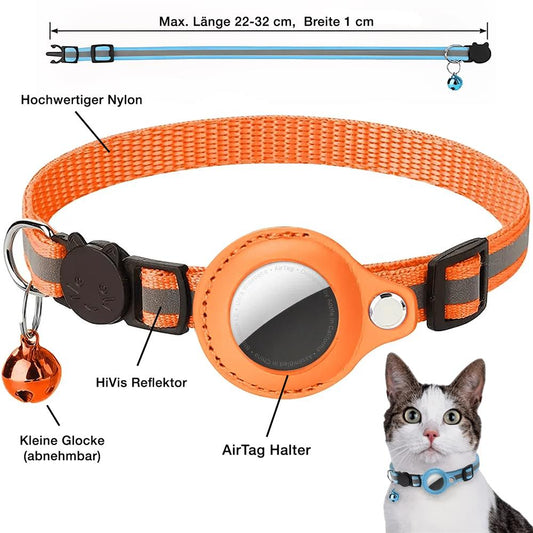 AirTag Halsband Nylon mit Reflektor