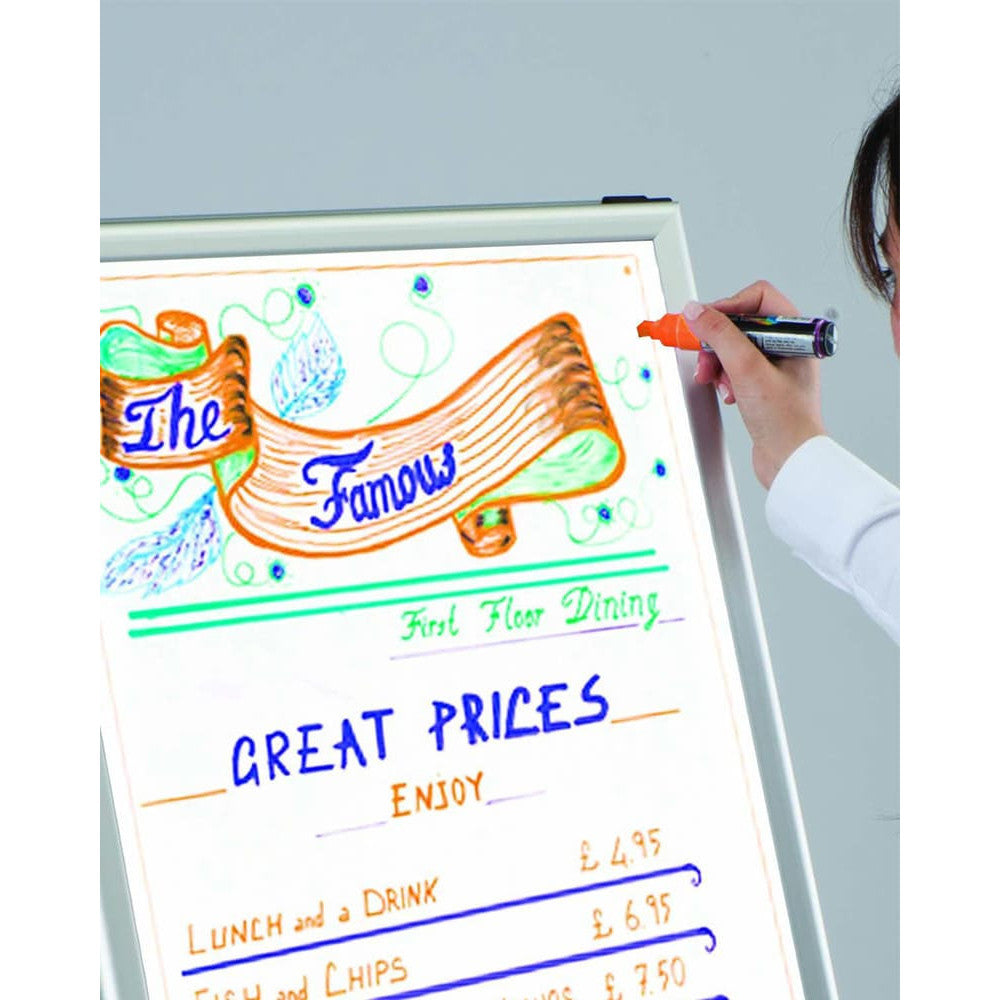 Kundenstopper Alu Classic mit Whiteboard – Einzelstücke (B-Ware)