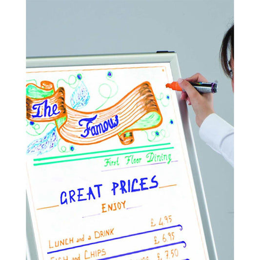 Kundenstopper Alu Classic mit Whiteboard – Einzelstücke (B-Ware)