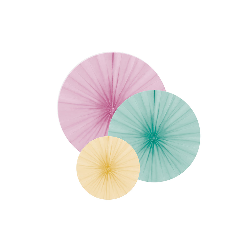 Amscan 3 Papierfächer Happy Birthday Pastel