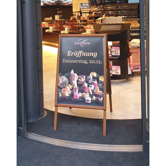 Kundenstopper Alu Classic in Holzoptik, DIN A1, Outdoor