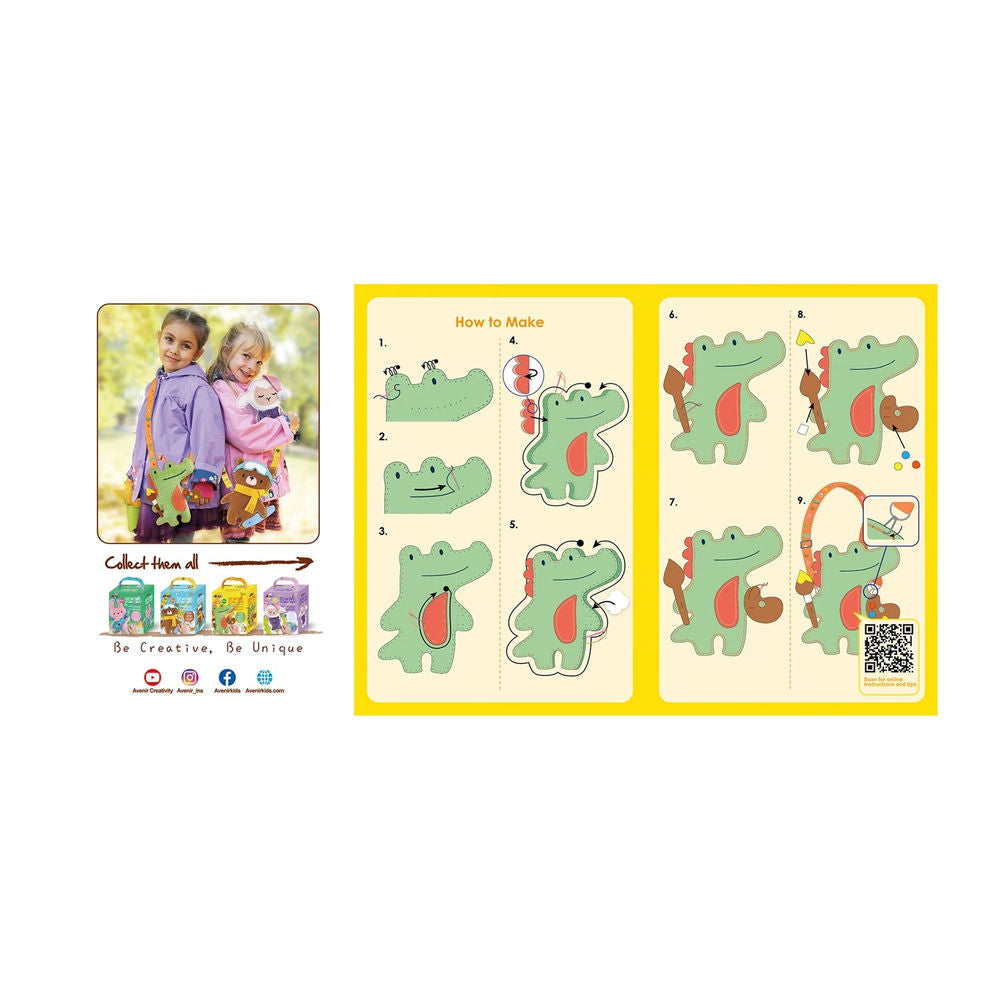 Kit da cucito a tracolla coccodrillo