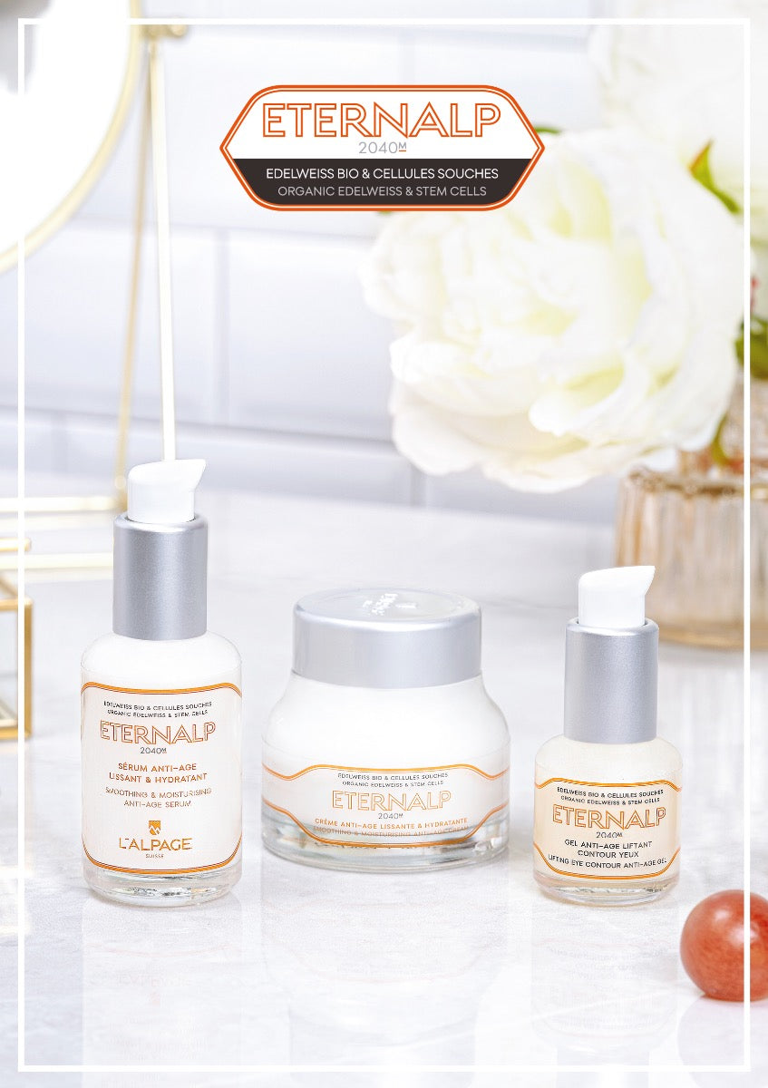 Coffret Cadeau Crème Anti-Age + Sérum Anti-Age + Gel Contour des Yeux Anti-Age ETERNALP 2040m