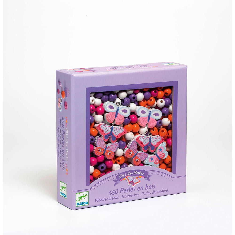 Farfalla con perline di legno