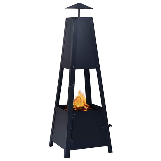 Feuerstelle Schwarz 35×35×99 cm Stahl - Kamine - Speedjust Schweiz
