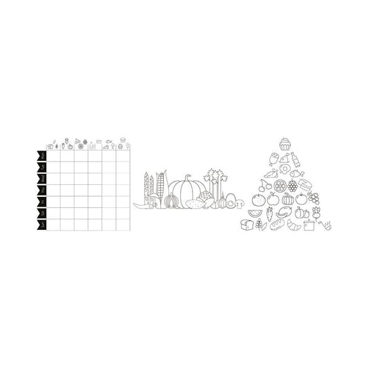 Securit® Fensterschablonen "Windoodle", Format: A2, Thema: Food, inkl. 1 Securit® Kreidestift, 3er Set