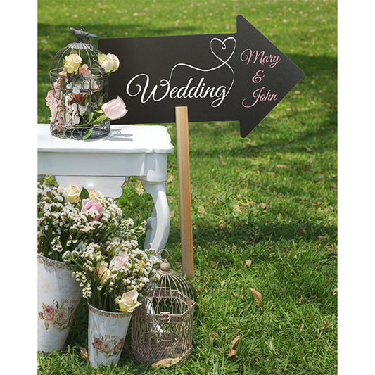 Securit® Gartenstecker Kreidetafel Pfeil mit Holzstab, inkl. 1x Kreidestift