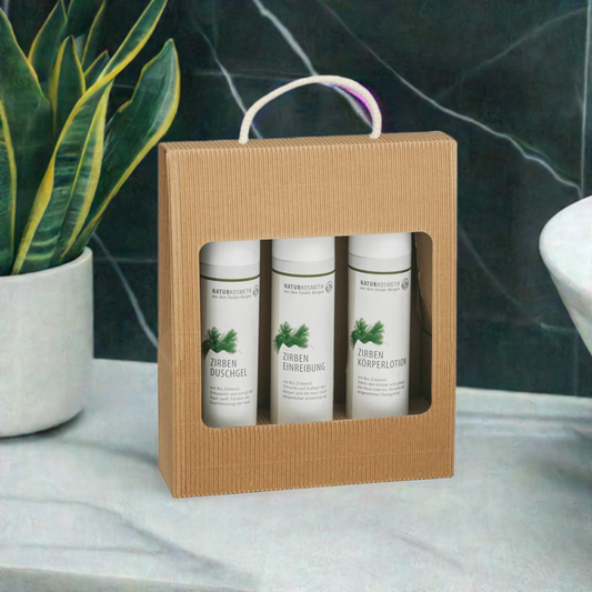 Brüder Unterweger Zirben Pflegepaket – Naturkosmetik mit Bio-Zirbenöl zur entspannenden & pflegenden Anwendung für Körper & Sinne