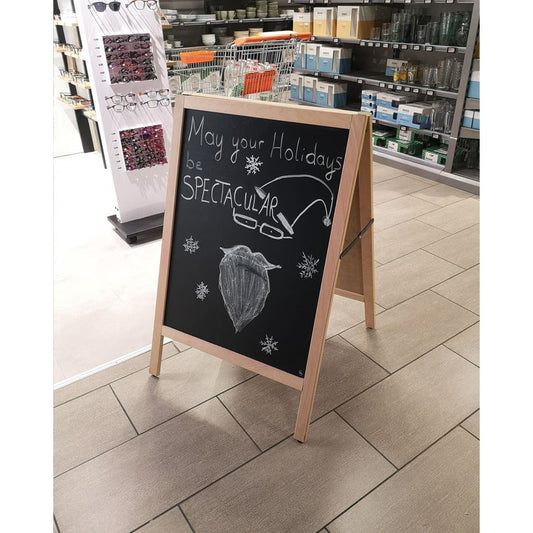 Holz Kundenstopper 105x68cm, Buche, Indoor