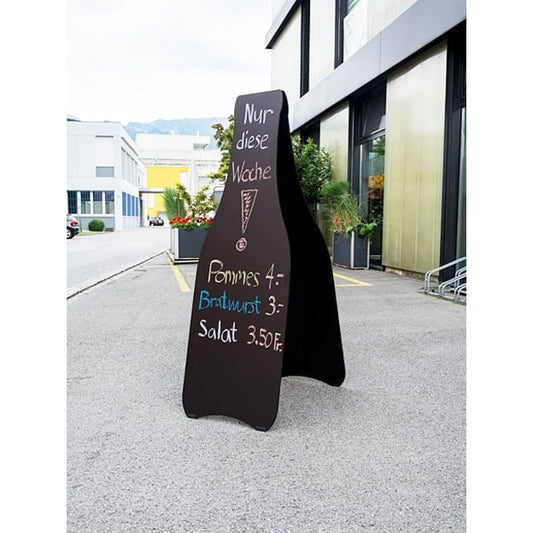 Holz Kundenstopper Flaschenform, Schwarz, Outdoor