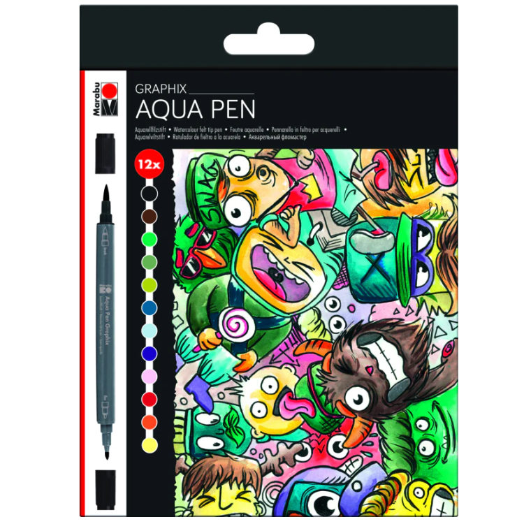Marabu Aqua Pen Graphix 12er- MEGA MASH