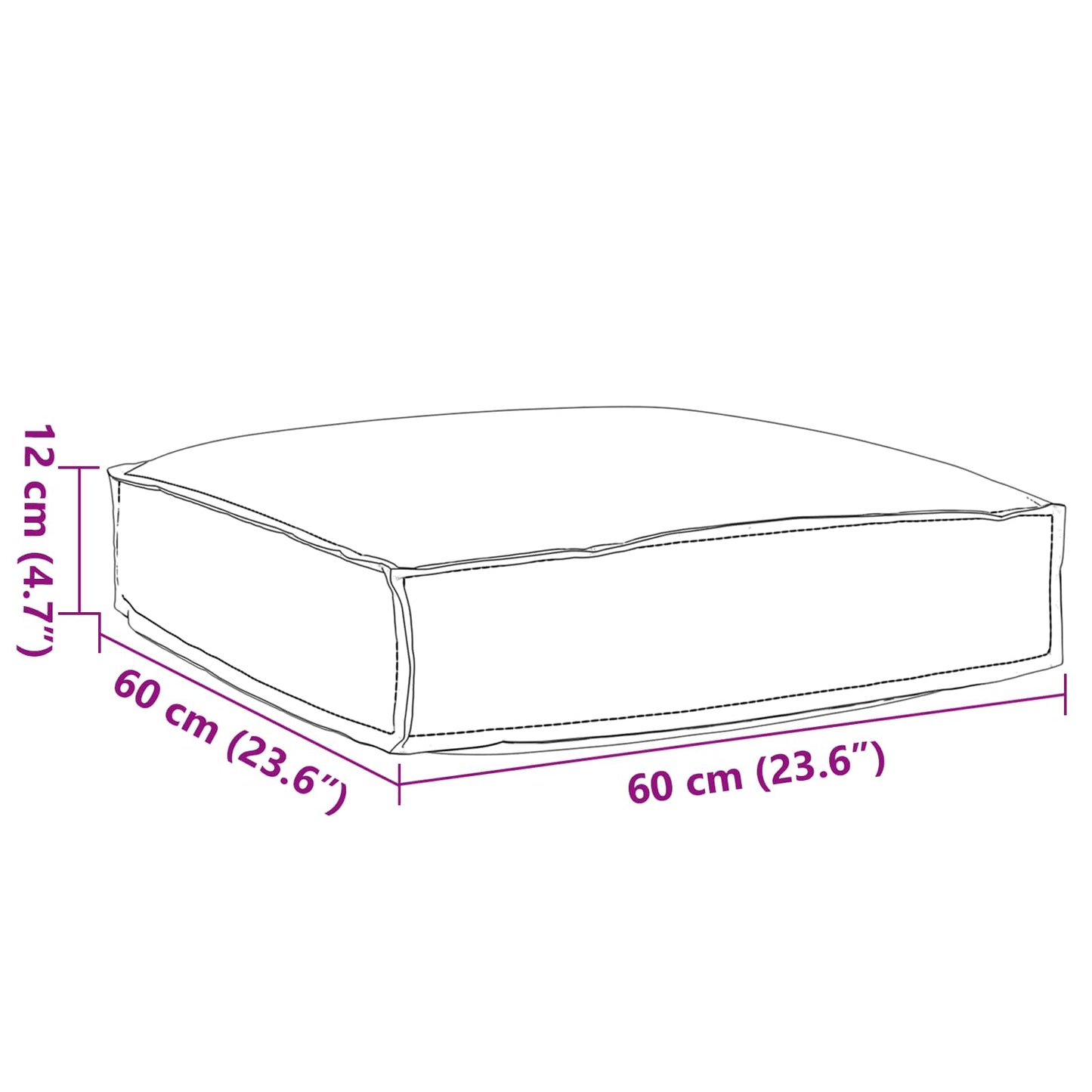 Kissen Weinrot 60 x 60 x 12 cm Oxford - Stoff - Speedjust Schweiz