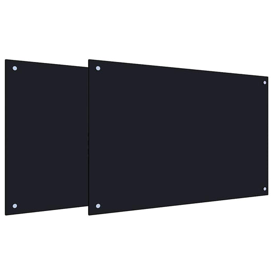 Küchenrückwand 2 pcs Schwarz 90 x 60 cm Gehärtetes Glas - Speedjust Schweiz