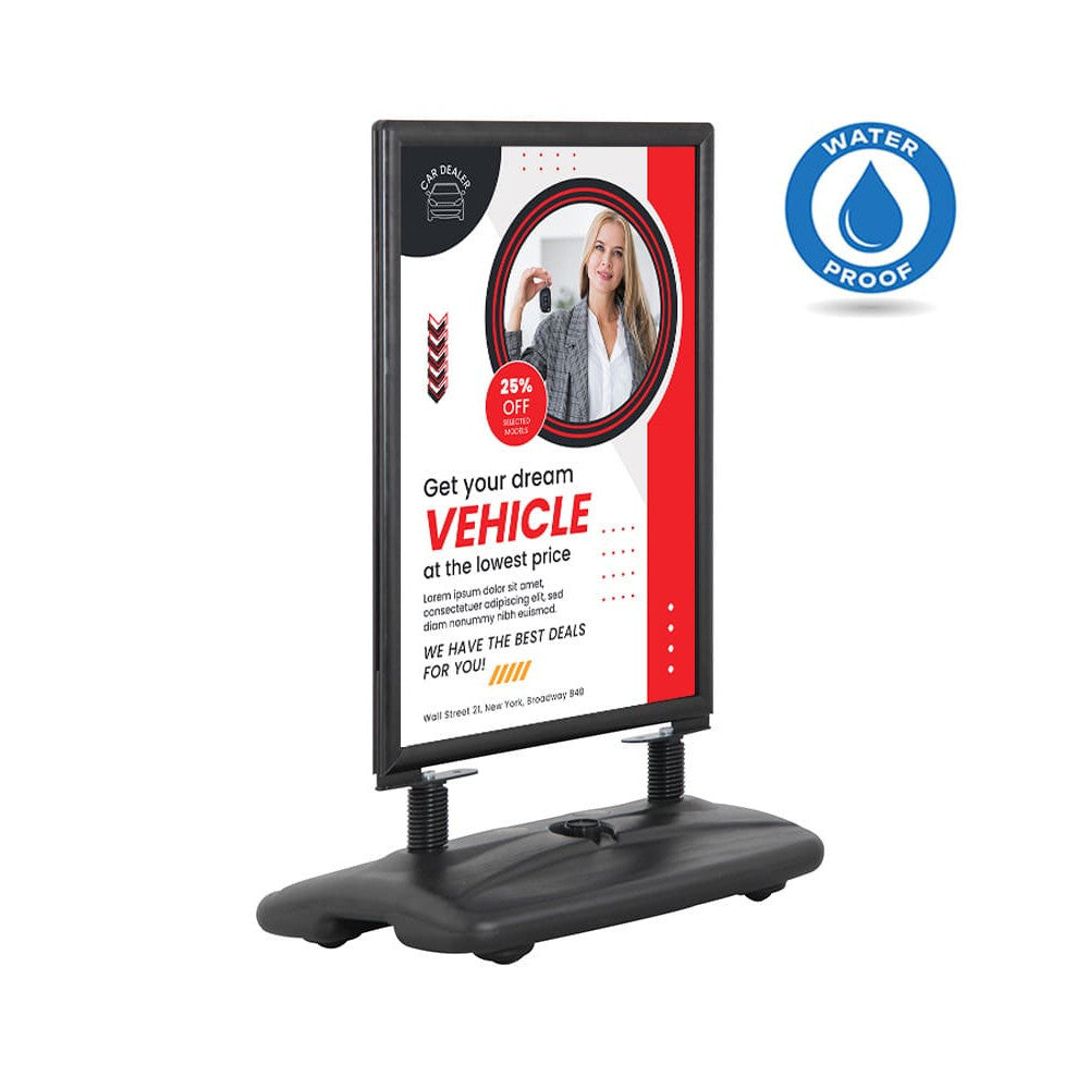 Kundenstopper Alu "Poster Swing" mit Wassertank, DIN A1, Silber, Outdoor