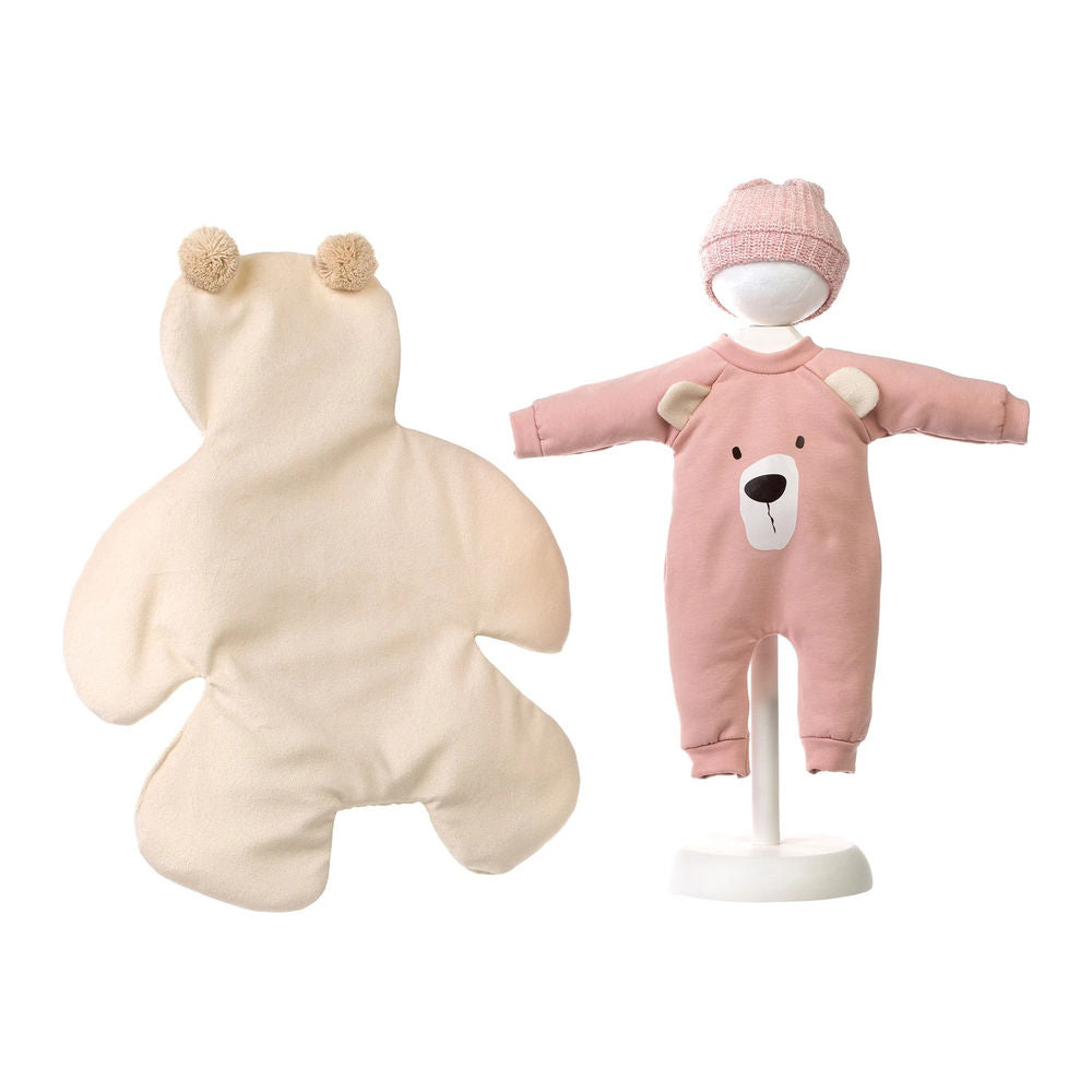Coperta e tutina orso rosa 36 cm