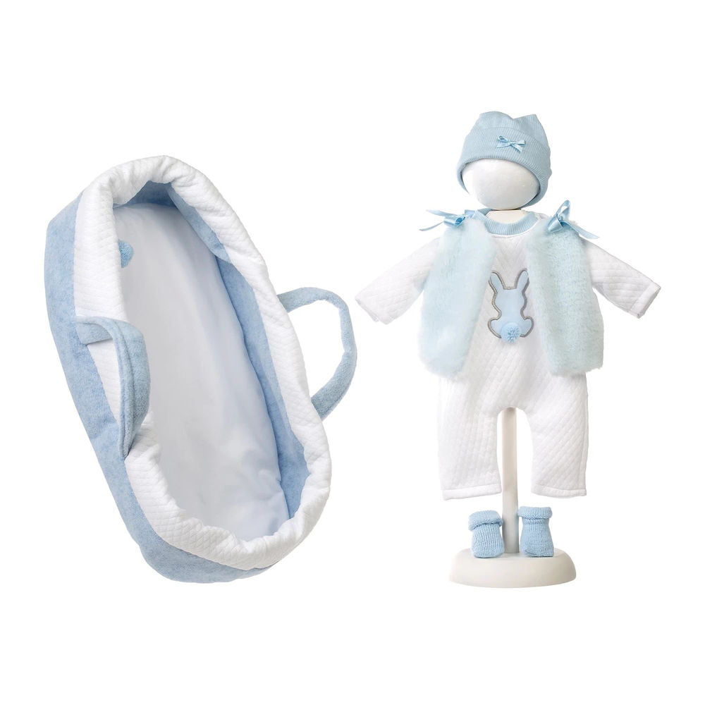 Borsa porta-bambole e tutina blu 42 cm