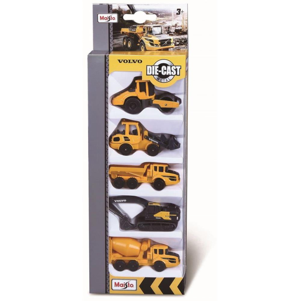 Set di 5 veicoli da costruzione in metallo Volvo 3
