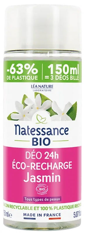 NATESSANCE - Deo 24H Jasmine Organic Refill 150ml - Long-lasting Freshness Awaits! 🌸✨