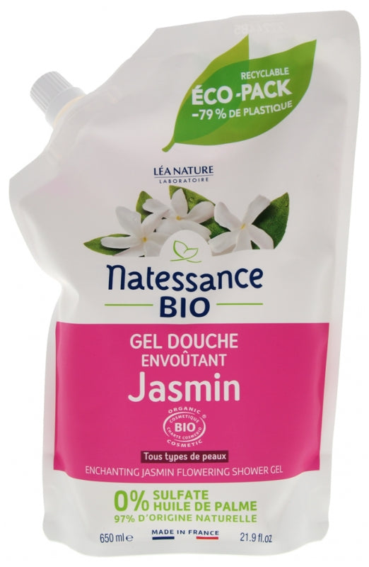 NATESSANCE - Organic Enchanting Jasmine Flowering Shower Gel Refill 650ml - Revitalize Your Senses with Nature's Touch! 🌸✨