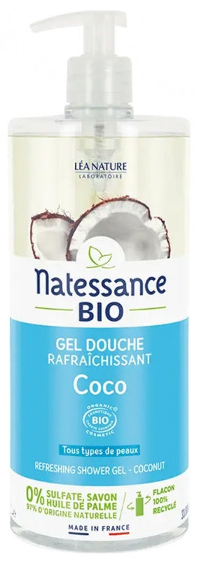 NATESSANCE - Organic Refreshing Shower Gel Coconut 1L - Indulge in Tropical Bliss! 🥥✨