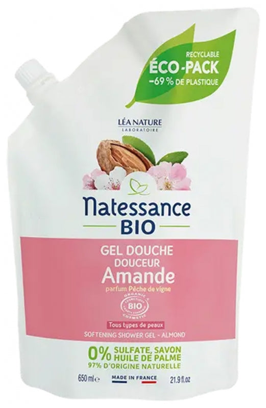 NATESSANCE - Shower Gel Softening Almond Organic Refill 650ml - Luxurious Cleanse for Silky Skin! 🌿✨