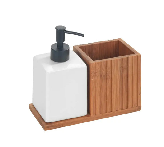 Wenko - Bamboo Dish Soap Dispenser & Utensil Holder - Eco-Friendly Elegance 🌿✨